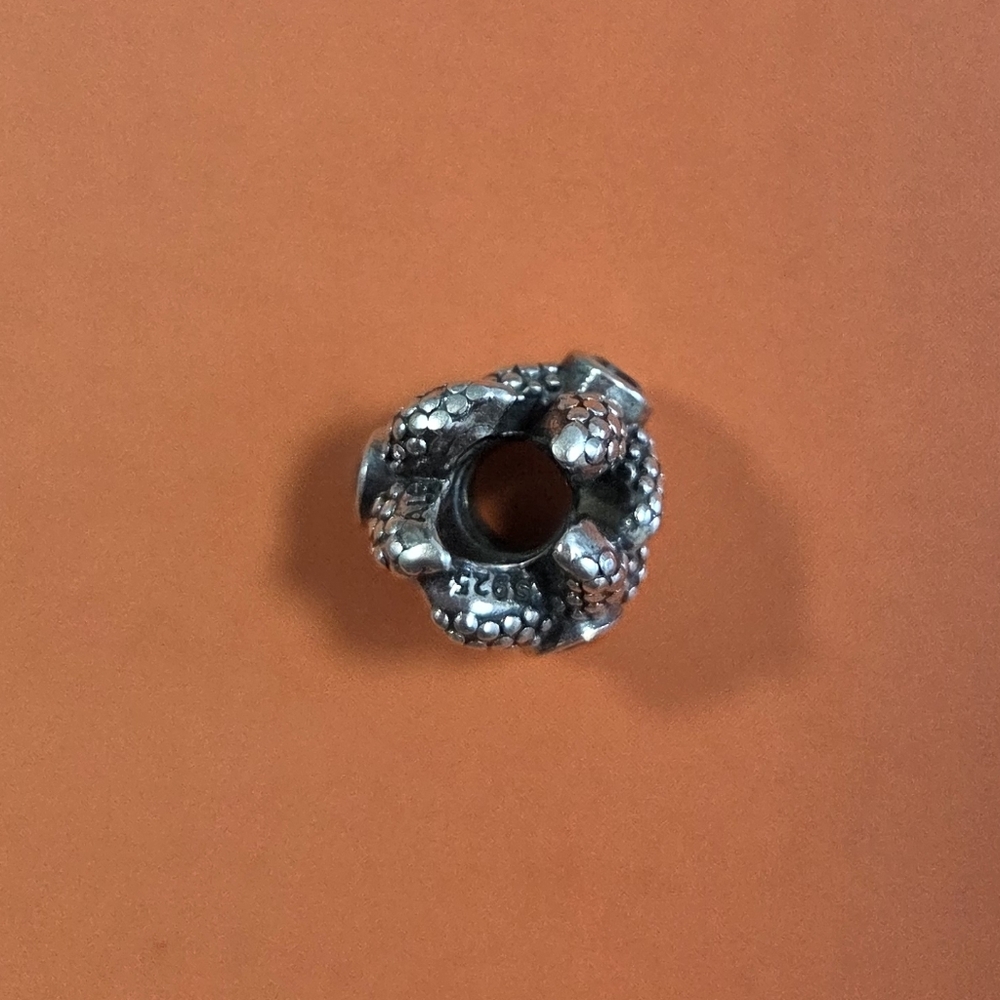 Pandora Retired Sterling Silver Sea Star Nautical Bead with Synthetic Blue Spine - Picture 3 of 5